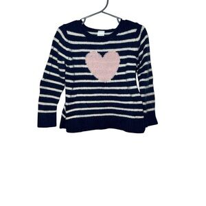Carter’s Girls Navy Blue and White Striped Heart Sweater Size 2T